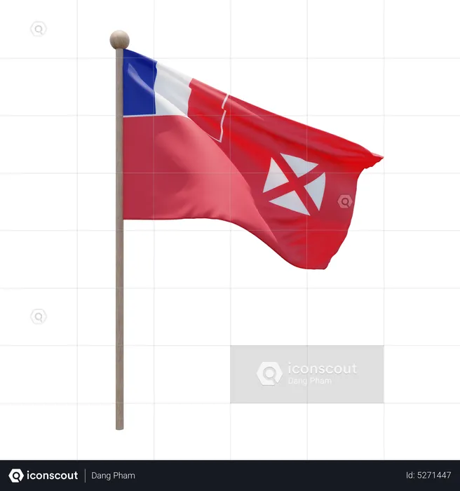 Wallis and Futuna Flagpole Flag 3D Icon