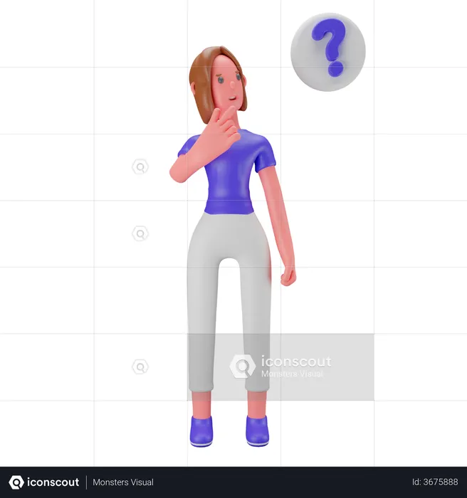 Mulher com ponto de interrogação  3D Illustration