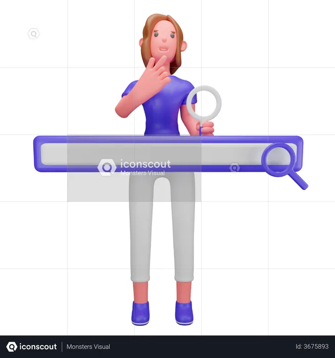 Woman doing online searching  3D Illustration
