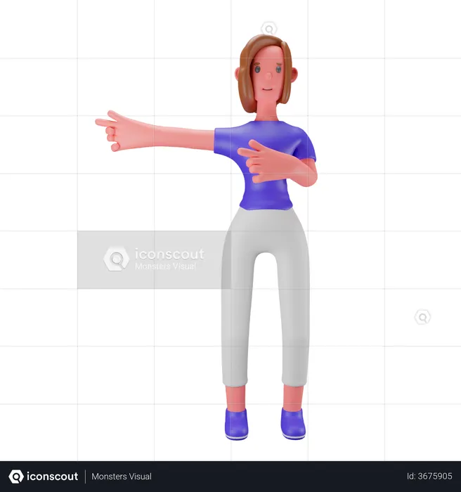Woman pointing left side  3D Illustration