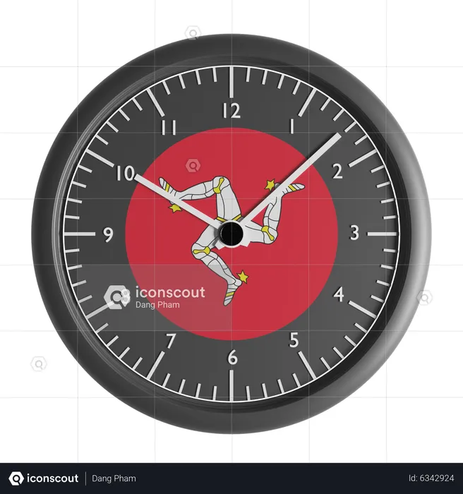 Wanduhr mit der Flagge der Isle of Mann  3D Icon