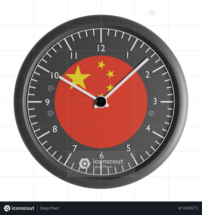 Wanduhr mit der Flagge der Volksrepublik China  3D Icon