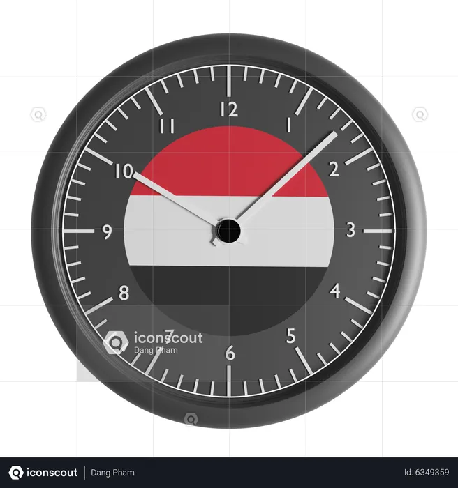 Wanduhr mit der Flagge des Jemen  3D Icon