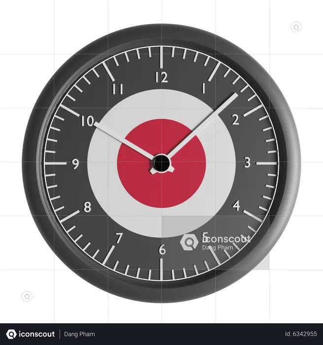 Wanduhr mit der Flagge Japans  3D Icon