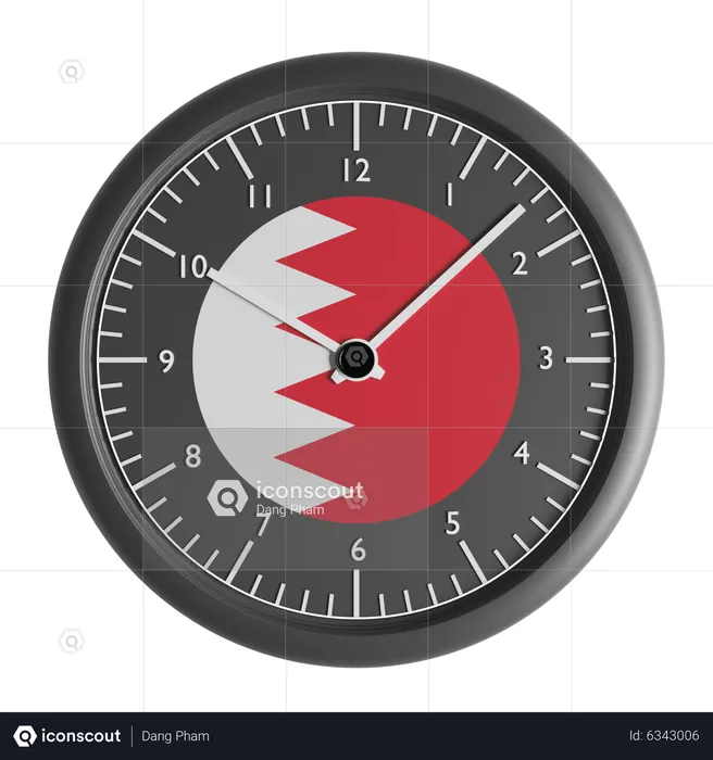 Wanduhr mit der Flagge von Bahrain  3D Icon