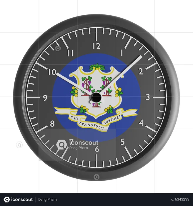 Wanduhr mit der Flagge von Connecticut  3D Icon