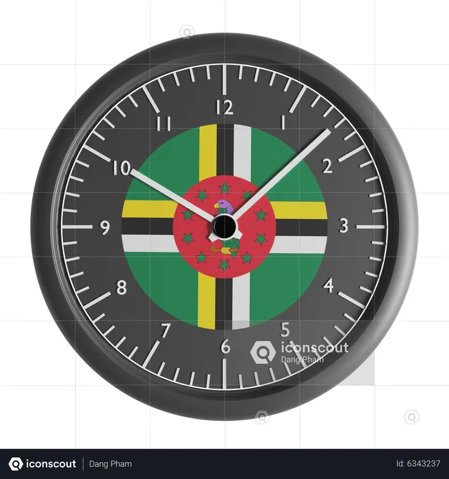 Wanduhr mit der Flagge von Dominica  3D Icon