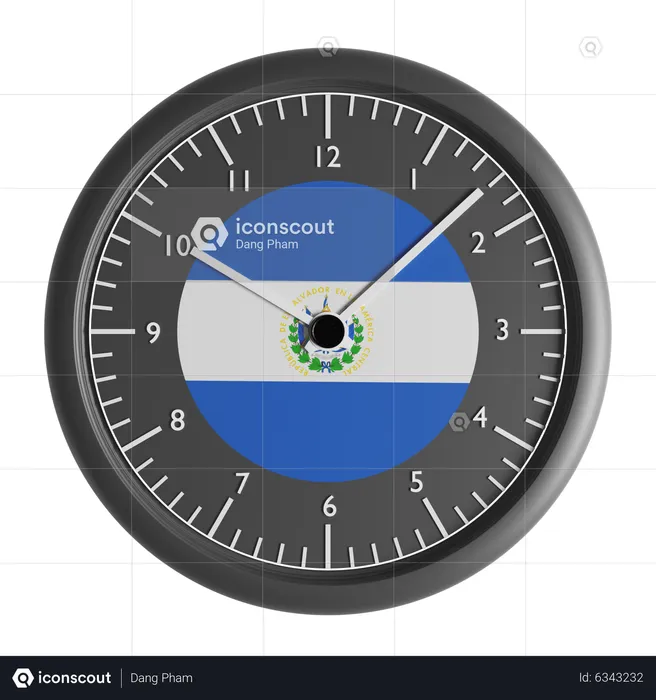 Wanduhr mit der Flagge von El Salvador  3D Icon