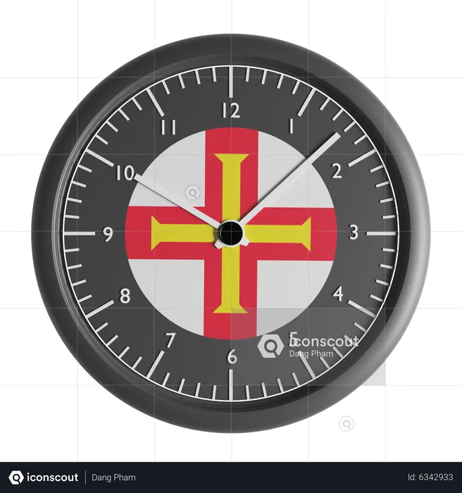 Wanduhr mit der Flagge von Guernsey  3D Icon