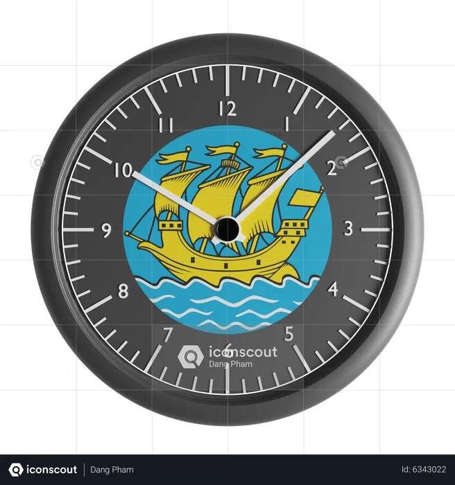 Wanduhr mit der Flagge von Saint Pierre und Miquelon  3D Icon