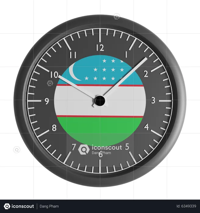 Wanduhr mit der Flagge Usbekistans  3D Icon