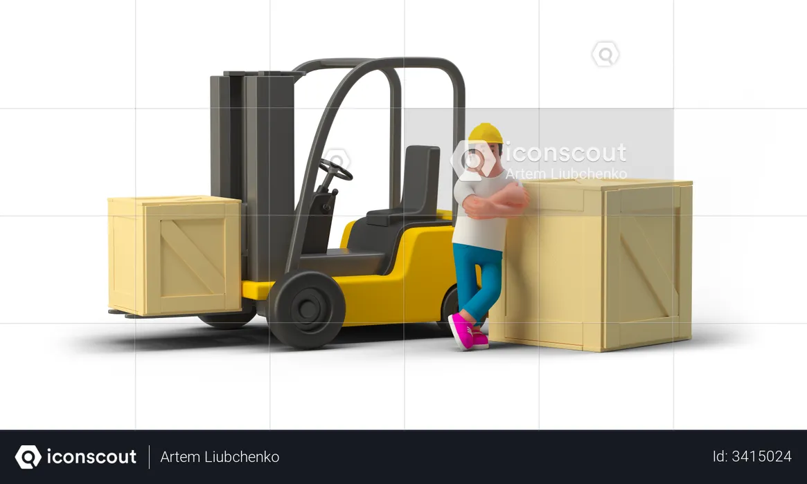 Warehouse Worker  3D Illustration