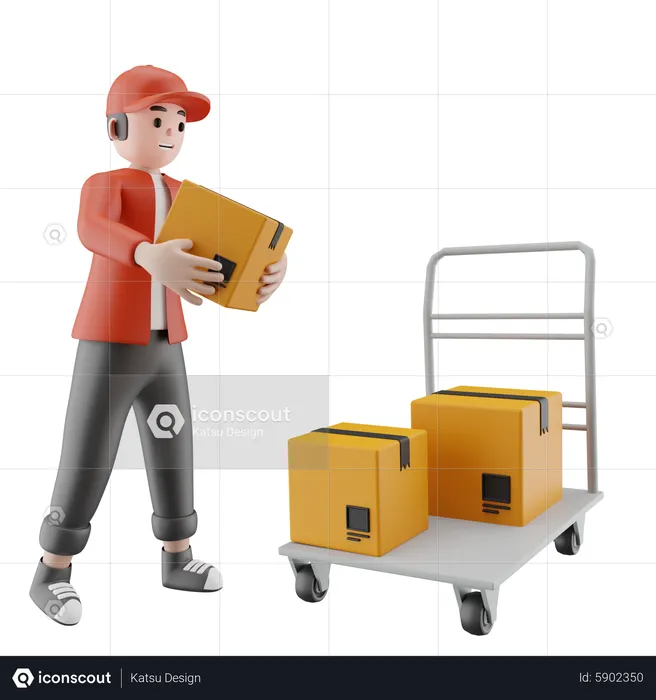 Warehouse worker preparing packages for delivery  3D Illustration
