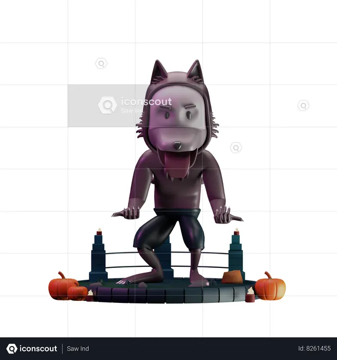 Warewolf Giving Scary Pose  3D Illustration