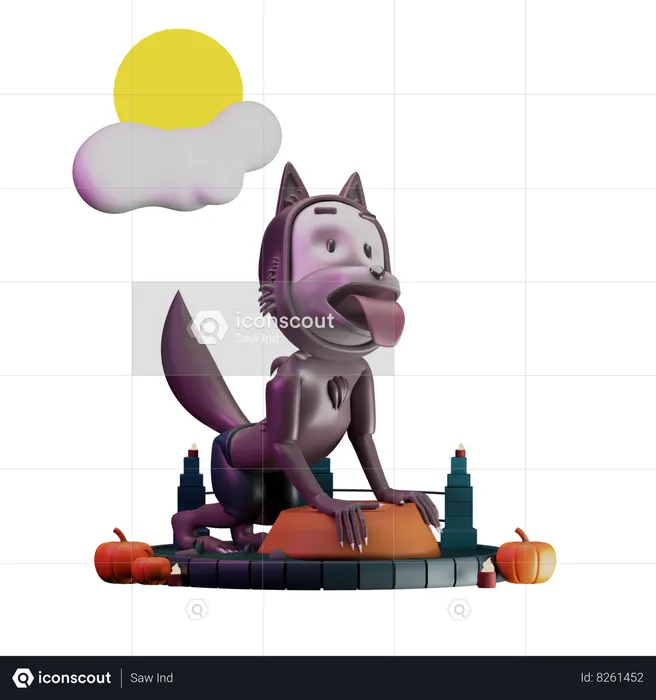 Warewolf Giving Standing Pose  3D Illustration
