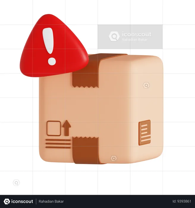 Warning Cardboard Box  3D Icon
