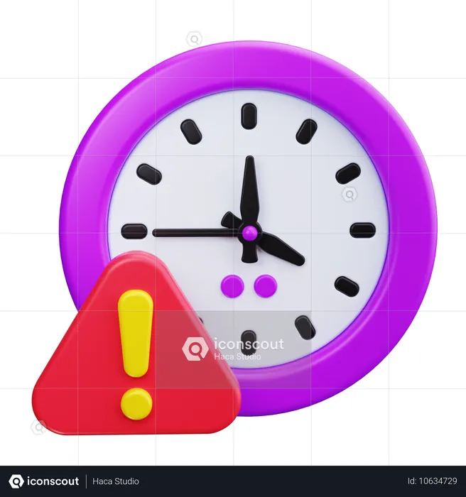 Warning Sign With Clock  3D Icon