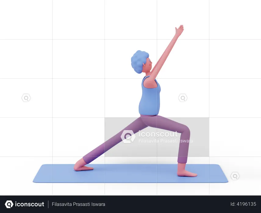 Warrior one Yoga Pose  3D Illustration