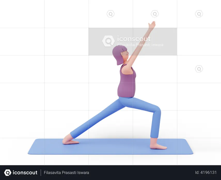 Warrior one Yoga Pose  3D Illustration