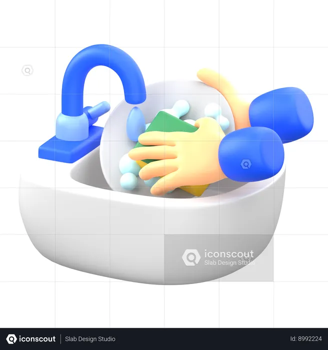 Wash dishes  3D Illustration