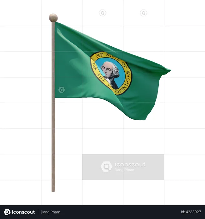 Washington Flag Pole  3D Flag