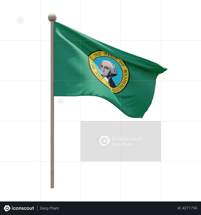 Washington Flagpole Flag 3D Flag