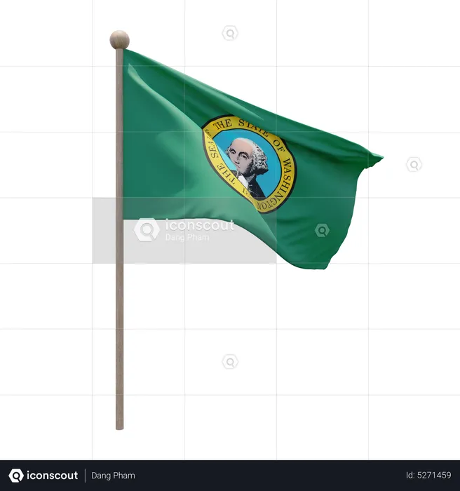 Washington Flagpole Flag 3D Icon