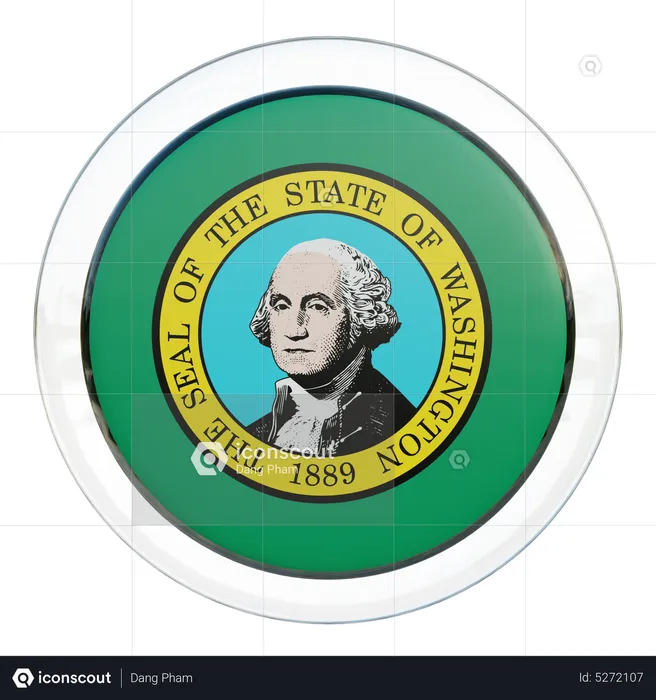 Washington Round Flag Flag 3D Icon