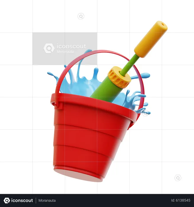 Water Bucket With Pichkari  3D Icon