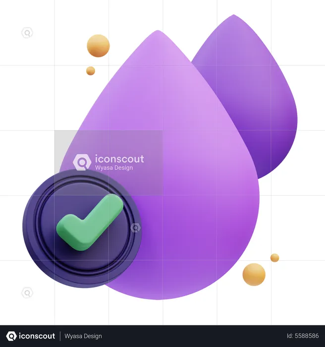 Water Drop Check Mark  3D Icon