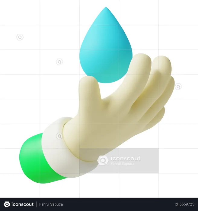 Water Drop On Hand  3D Icon