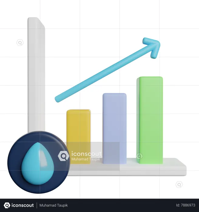 Water Growth Analytics  3D Icon
