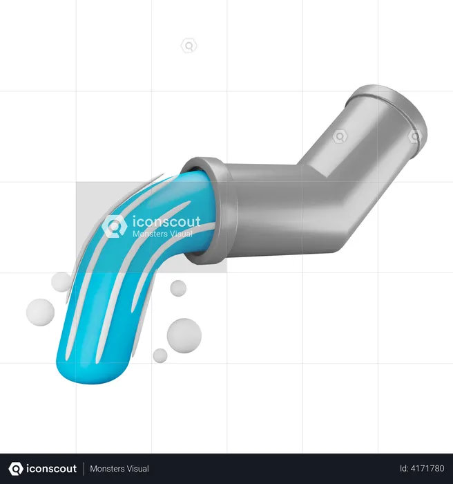 Water out of pipe  3D Illustration