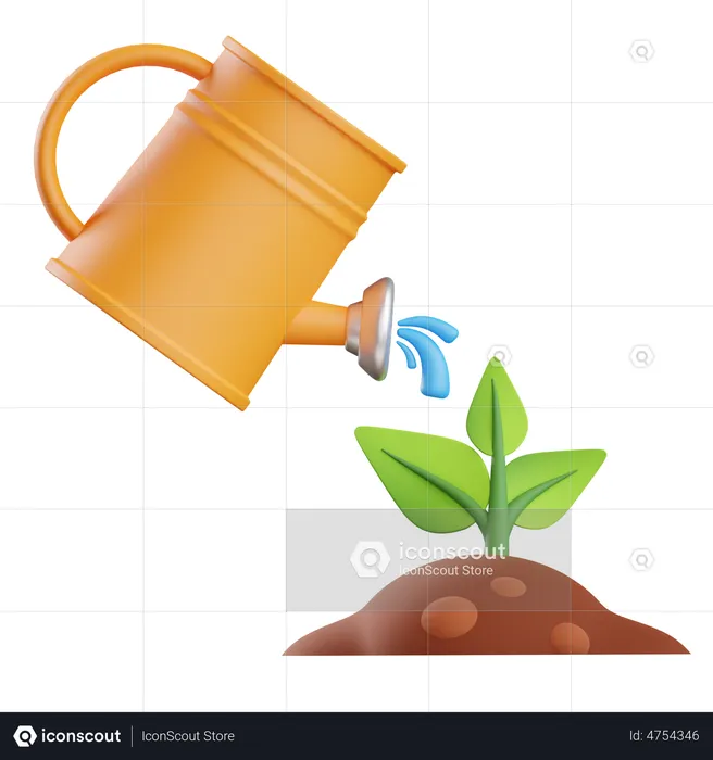 Watering On Plant  3D Illustration