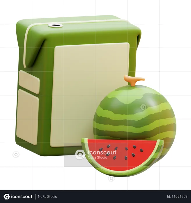 Watermelon Juice Box  3D Icon