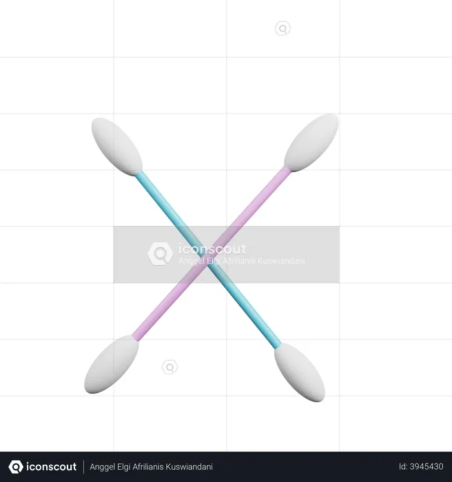 Wattestäbchen  3D Illustration