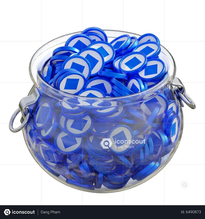 Waves Clear Glass Pot  3D Icon