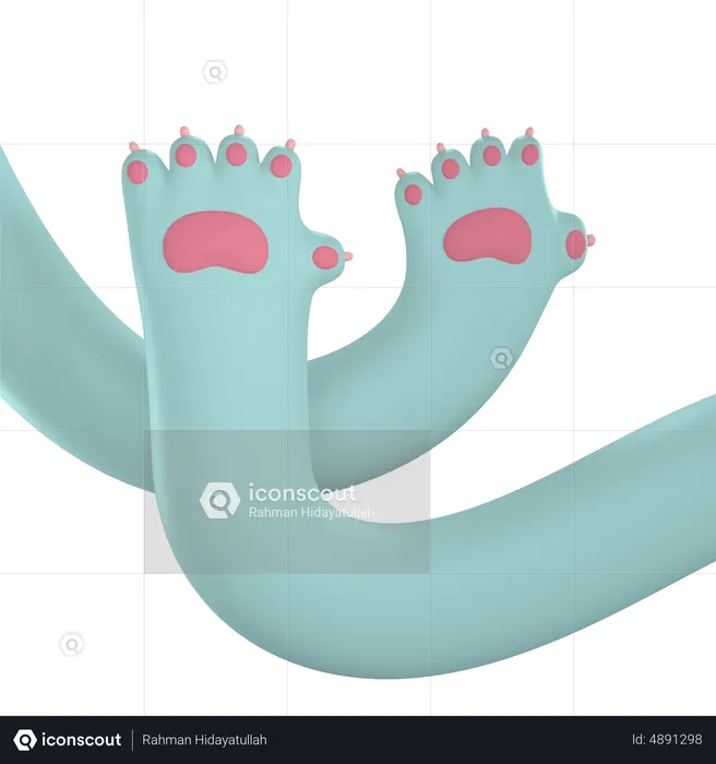 Waving Paw Hand Gesture  3D Icon