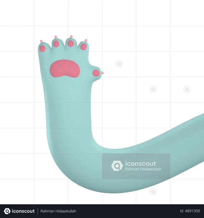 Waving Paw Hand Gesture  3D Icon
