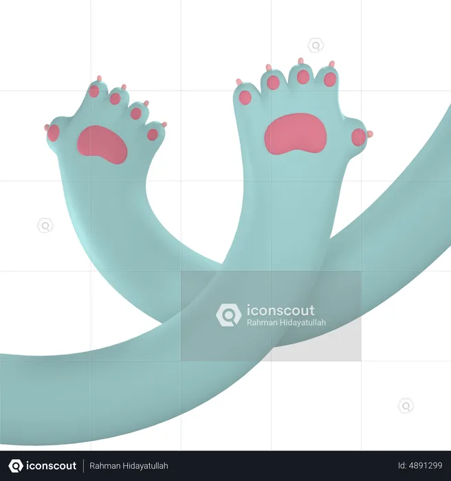 Waving Paw Hand Gesture  3D Icon