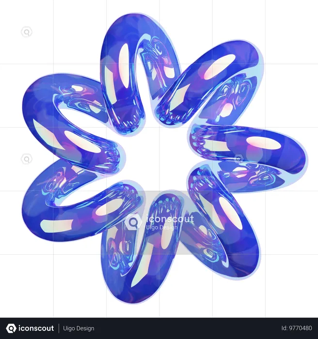 물결 모양의 꽃  3D Icon