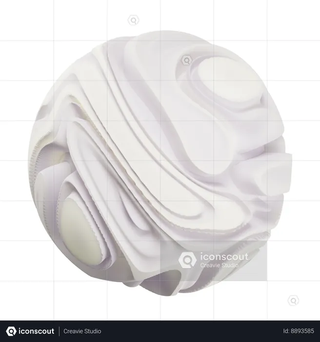 Wavy White  3D Icon