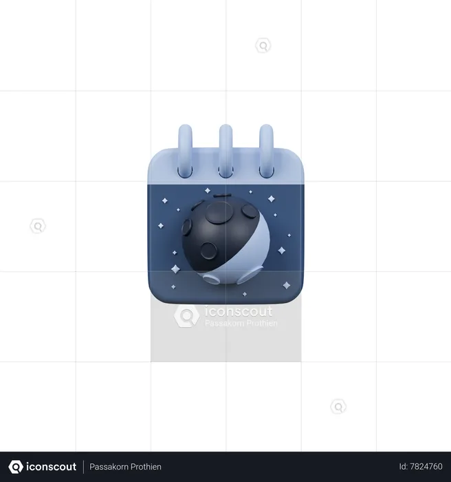 Waxing Crescent Moon Phase Calendar  3D Icon