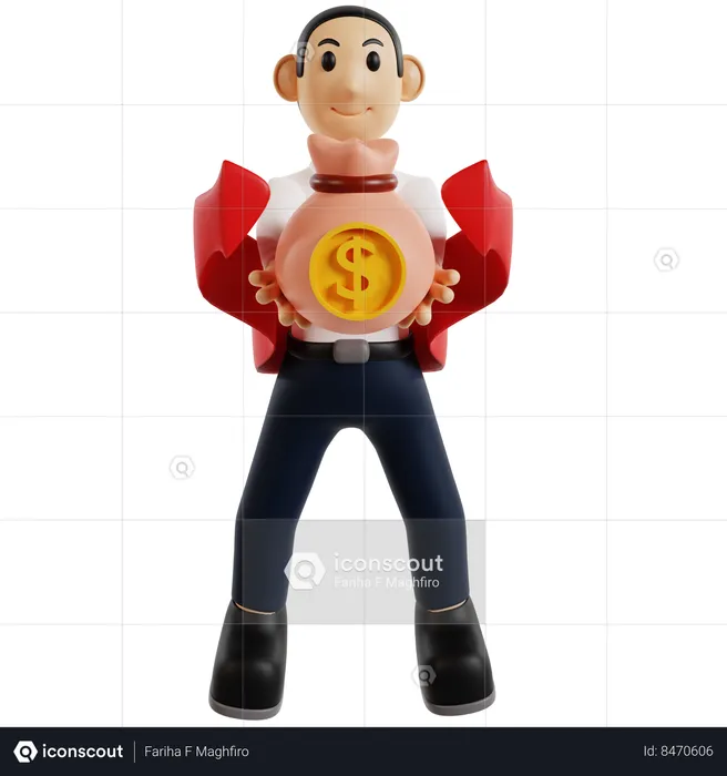 Wealthy Businessman Toy Figure  3D Illustration