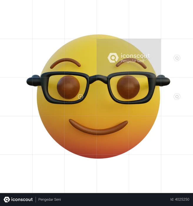 Wearing clear glasses Emoji 3D Illustration