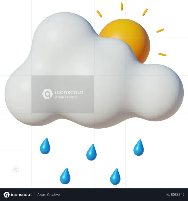 Weather Bright And Heavy Drizzling  3D Icon