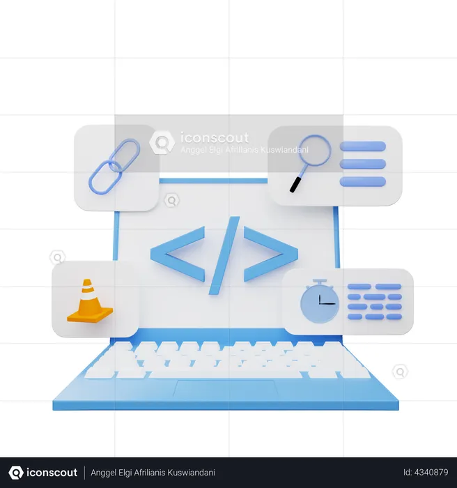 Web coding  3D Illustration