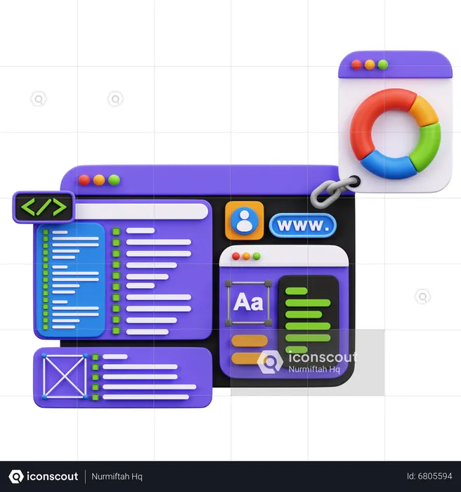 Web Coding  3D Illustration