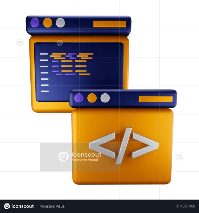 Web coding  3D Illustration