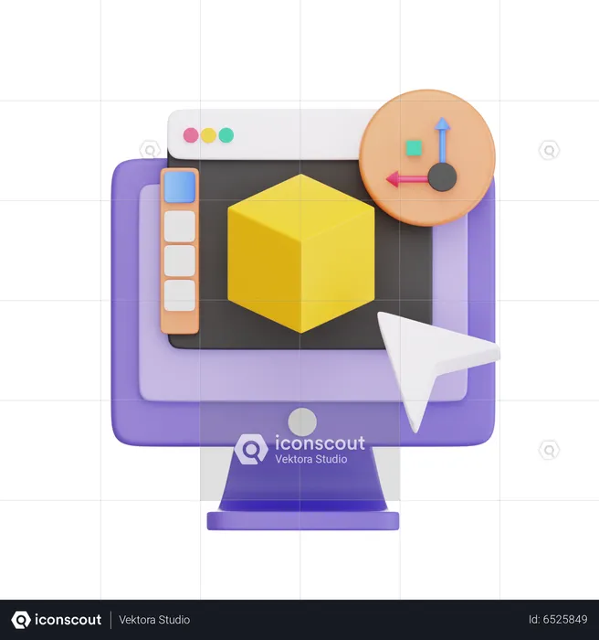 Web Design 3D Desktop App  3D Icon